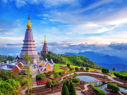 Terraced landscape around Thai temples